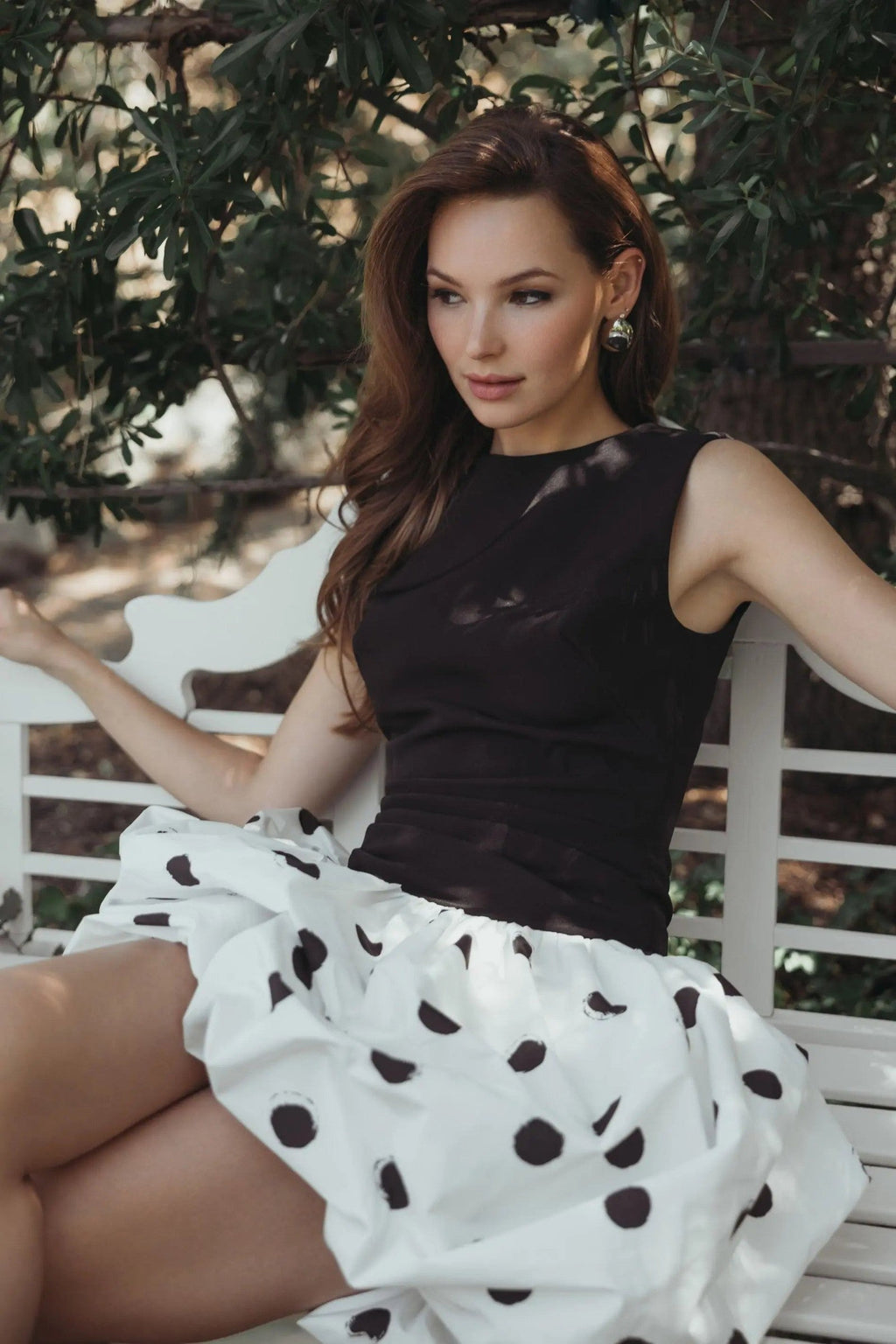 Black Ivory Polka Dot Bubble Skirt Mini Dress