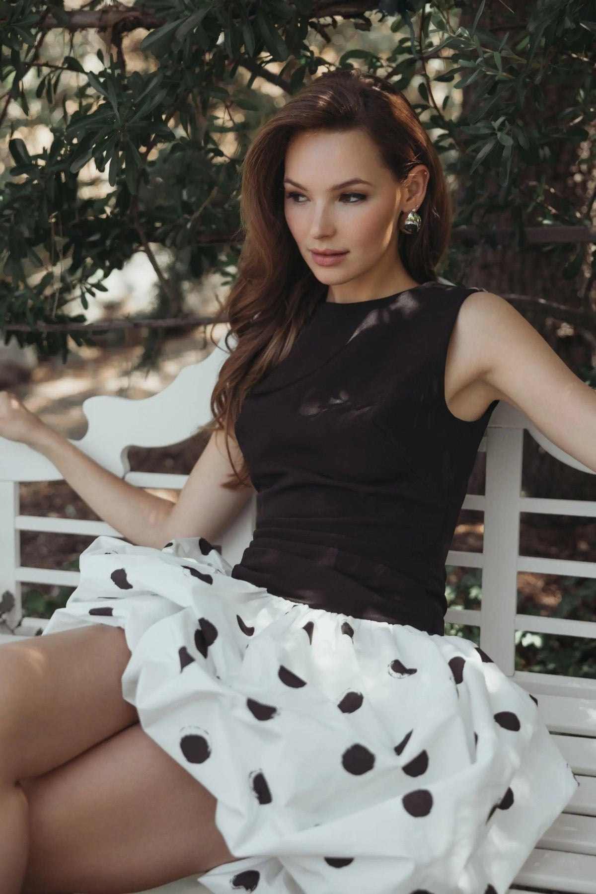 Black Ivory Polka Dot Bubble Skirt Mini Dress