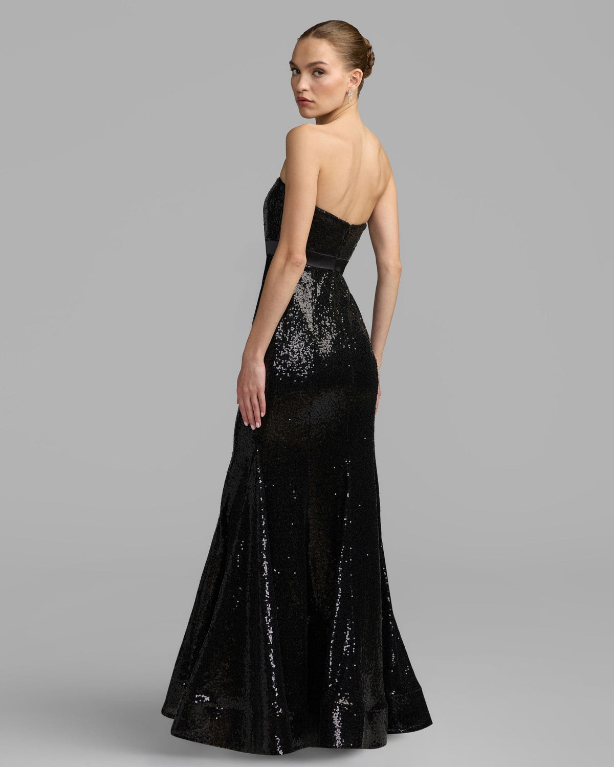 Strapless Sequin Trumpet Gown With Bow Detail