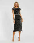 Black Hand Embellished High Neck Midi Dress