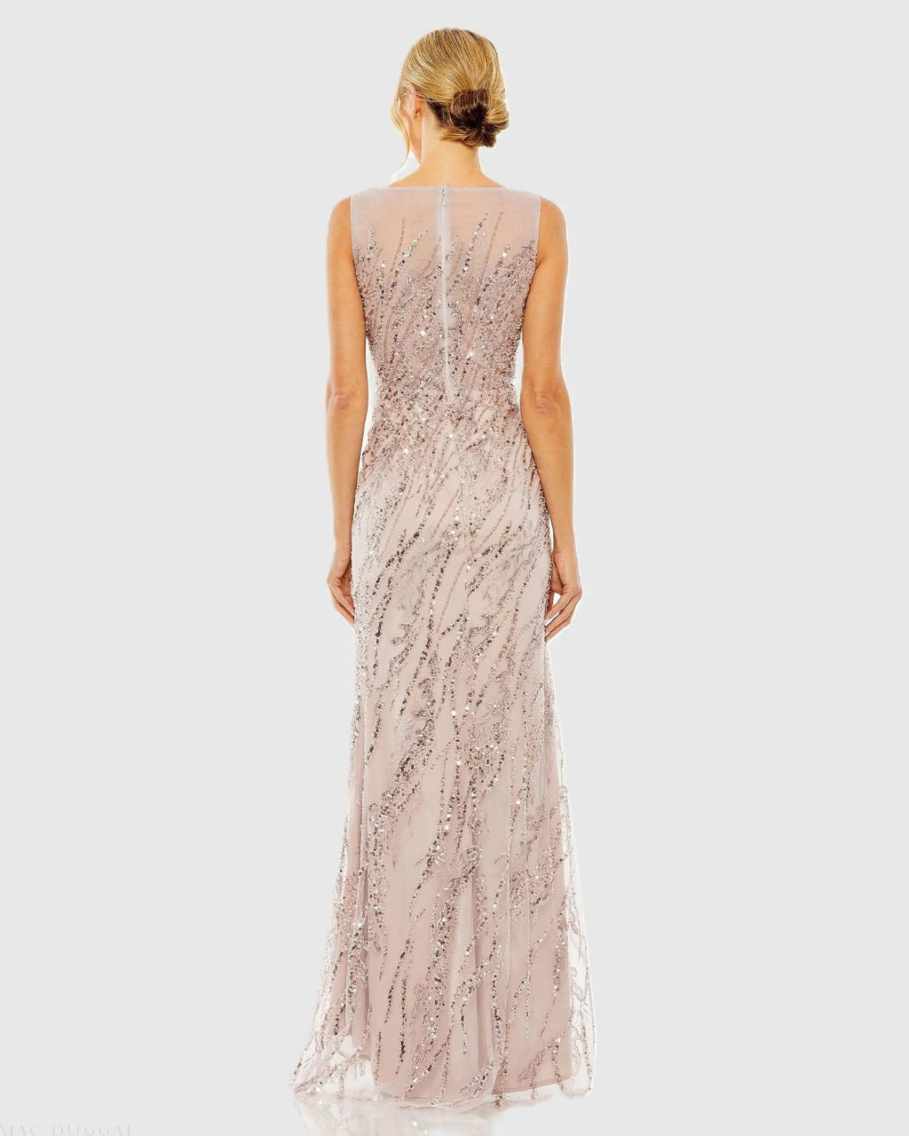 Vintage Lilac Sleeveless Embellished Boat Neck Gown