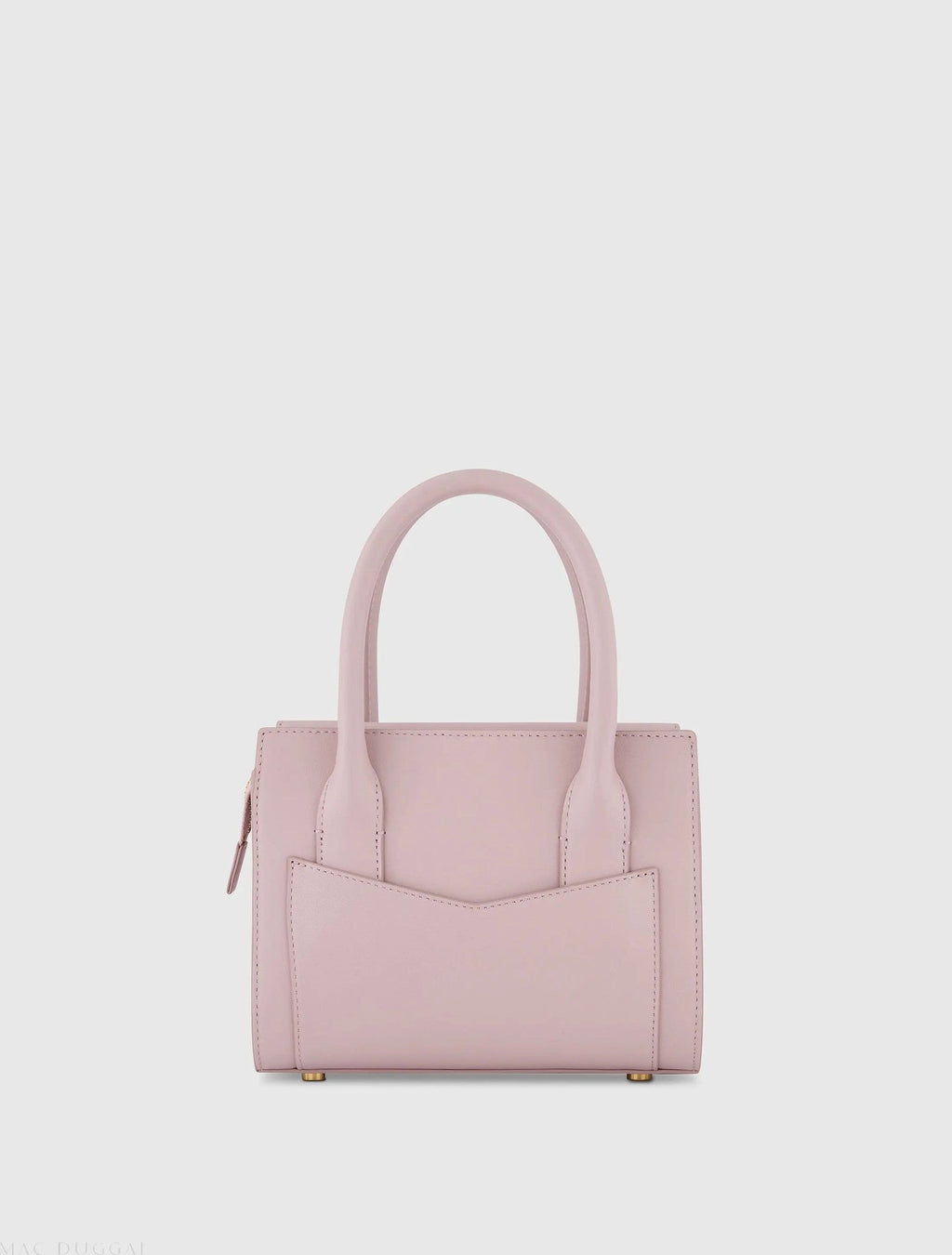 Purple Small Leather Tote Bag With Gold Hardware