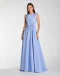 Floral Applique Sleeveless A Line Gown