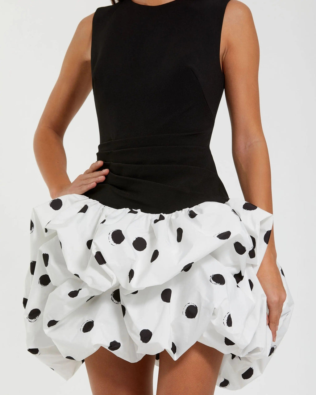 Black Ivory Polka Dot Bubble Skirt Mini Dress