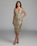 Light Gold Beaded Fringe Midi Dress