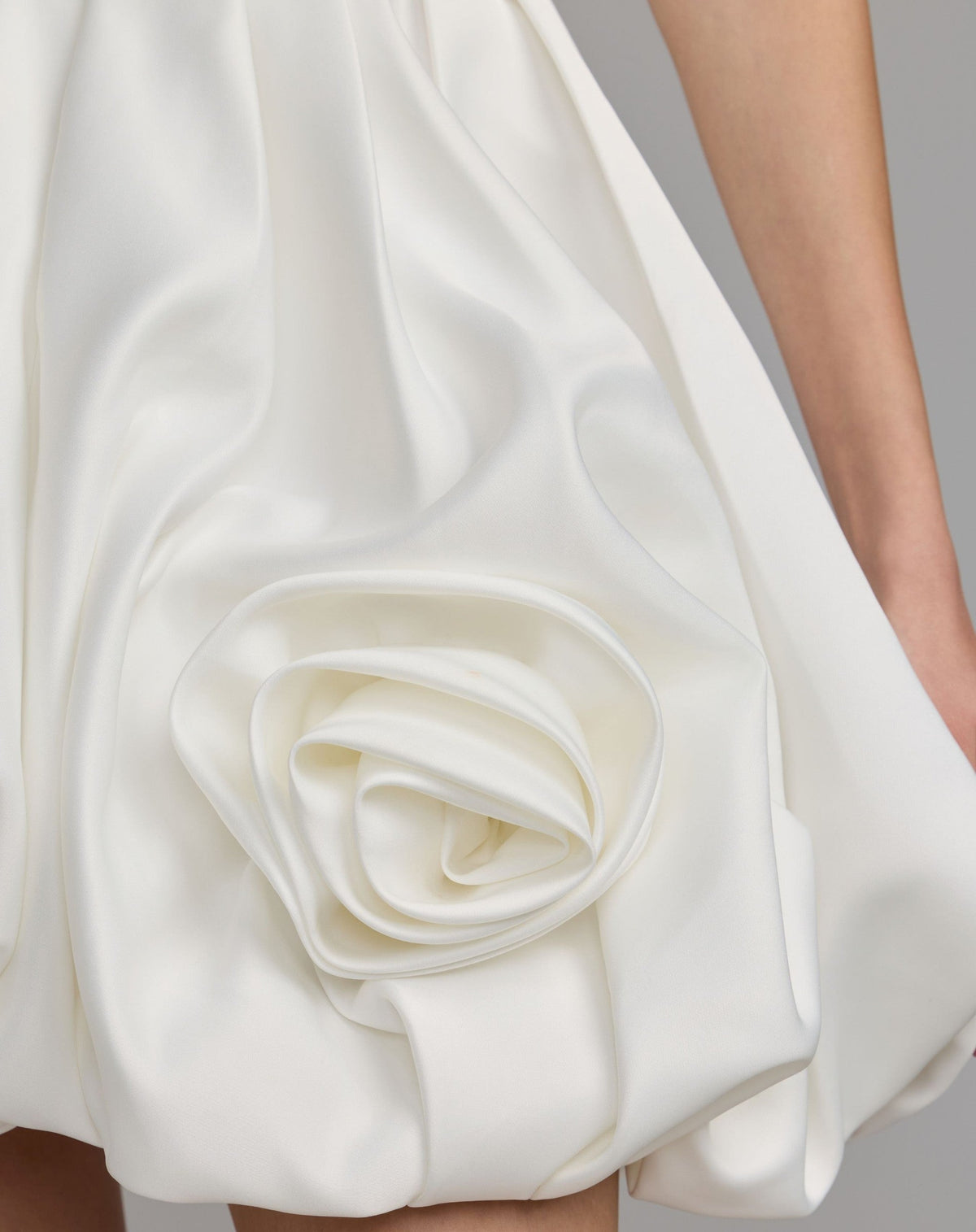 Ivory Strapless Mini Dress With 3D Rosette