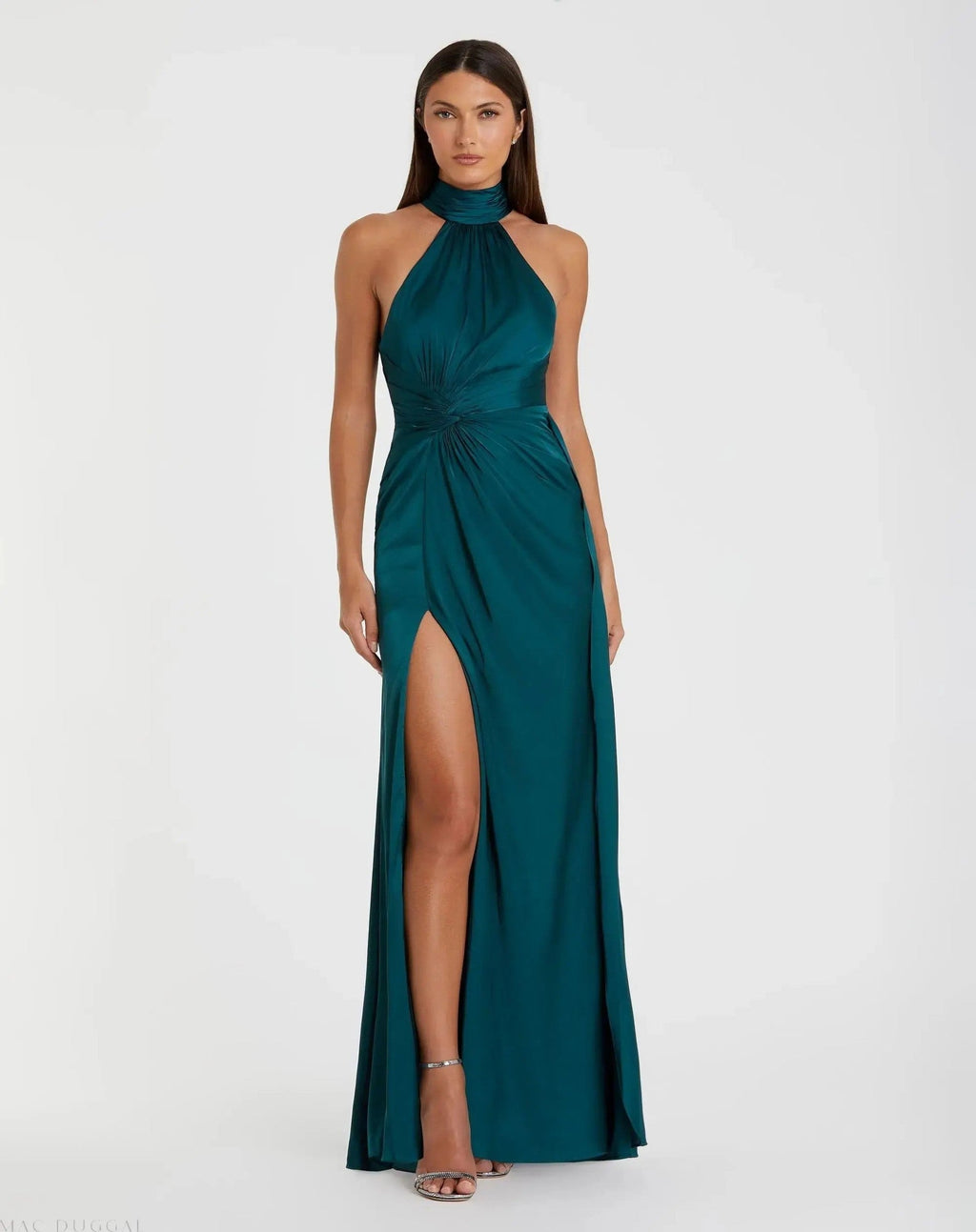 Ocean Sleeveless Open Back Satin Gown