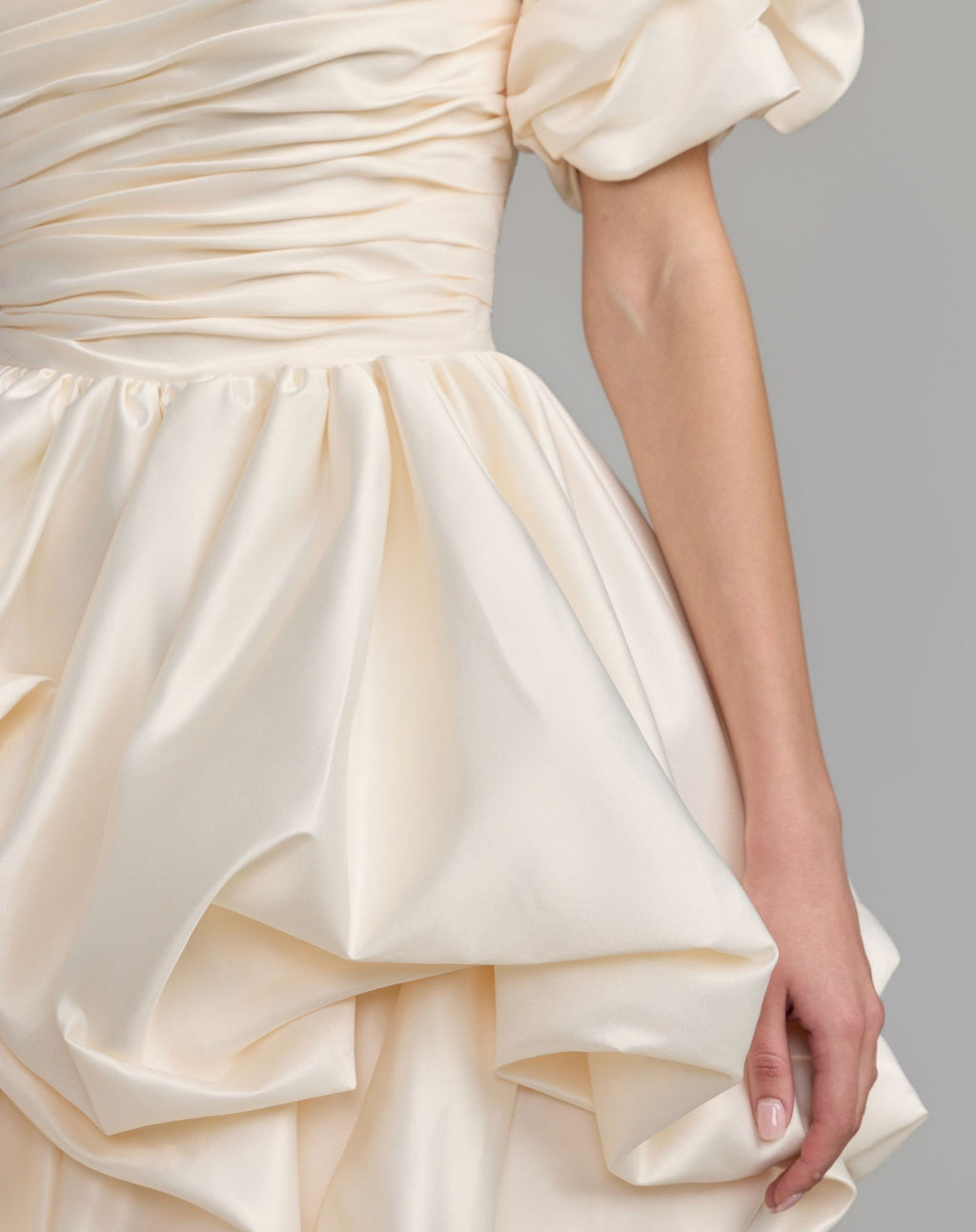 Ivory One Shoulder Bubble Hem Mini Dress