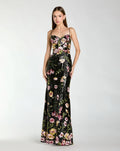 Sleeveless Bustier Floral Applique Gown