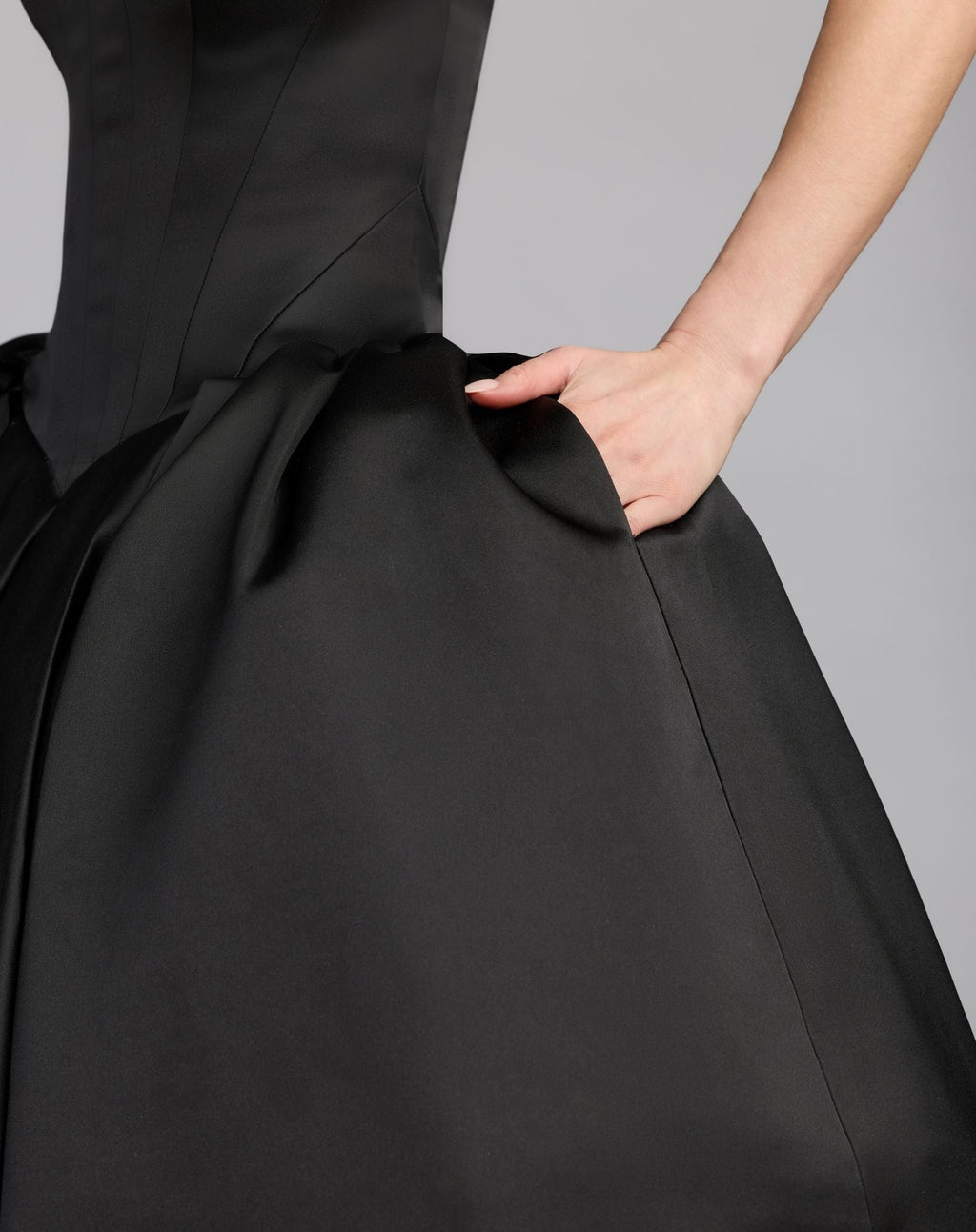 Black Strapless Satin Corset Ball Gown