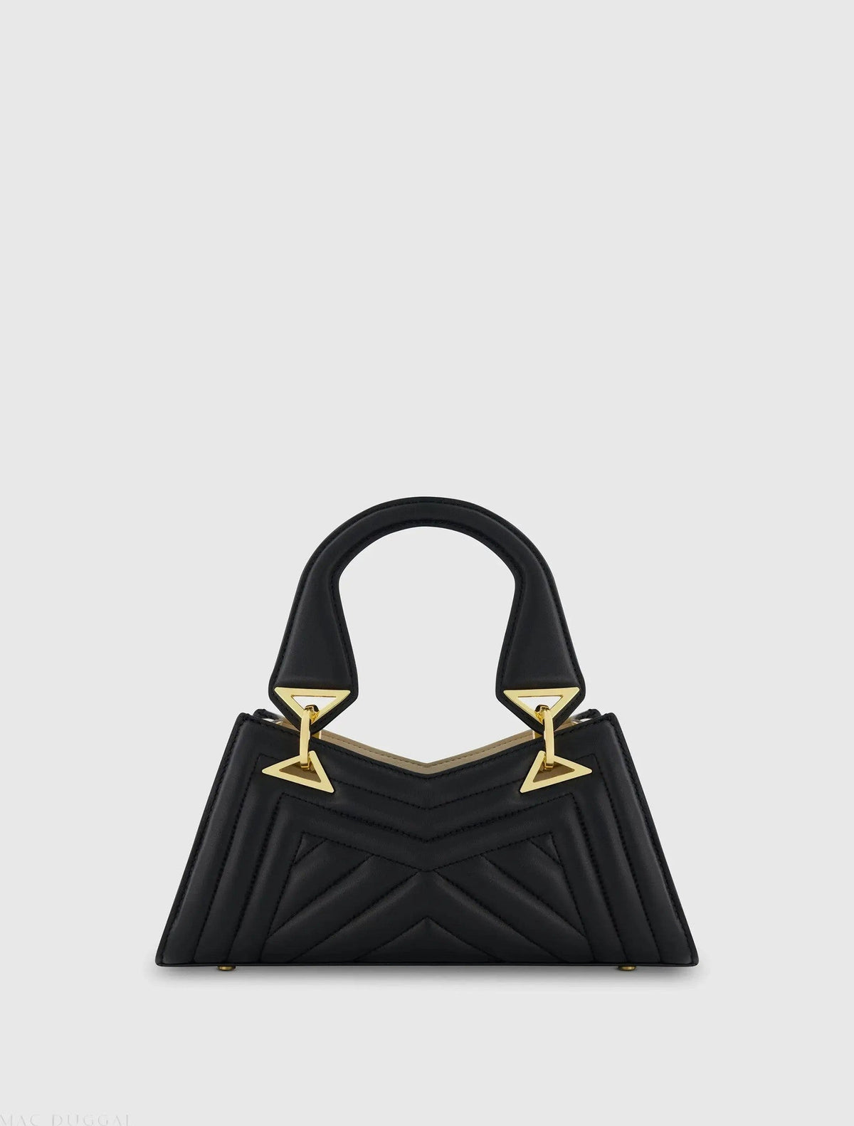 Black Angular Quilted Napa Leather Handbag