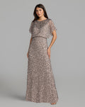 Lilac High Neck Short Sleeve Embellished Gown