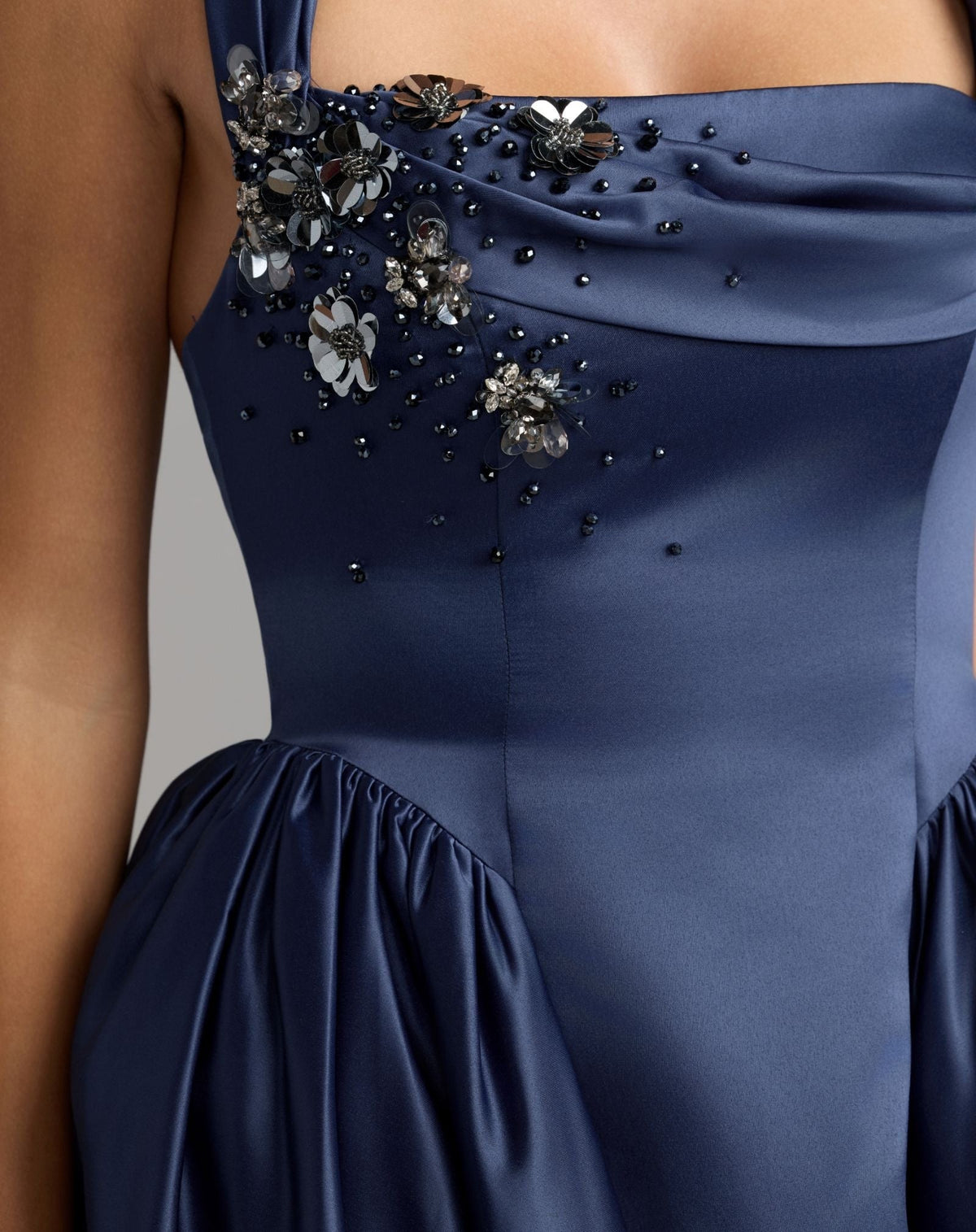 Sapphire Sleeveless Open Back Satin Ball Gown