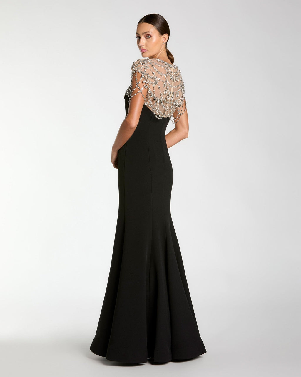 Black Crystal Embellished Mermaid Gown
