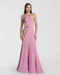 Orchid One Shoulder Floral Appliqué Gown