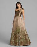 Beige Floral Off The Shoulder Ball Gown