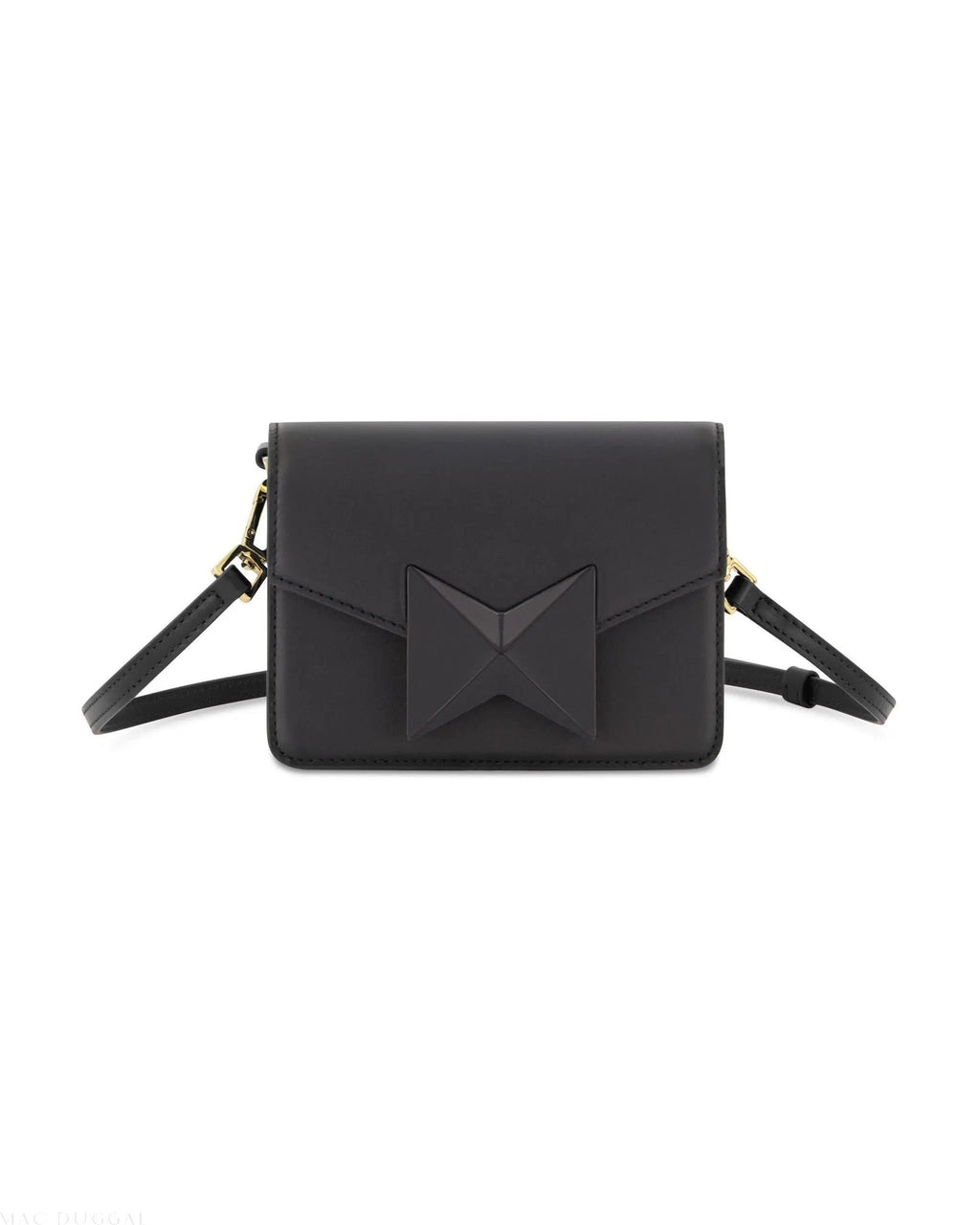 Black Mini Leather Structured Crossbody Bag