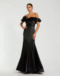 Satin Ruffle Off the Shoulder Mermaid Gown