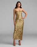 Gold Paillette Embellished Sleeveless Maxi Dress