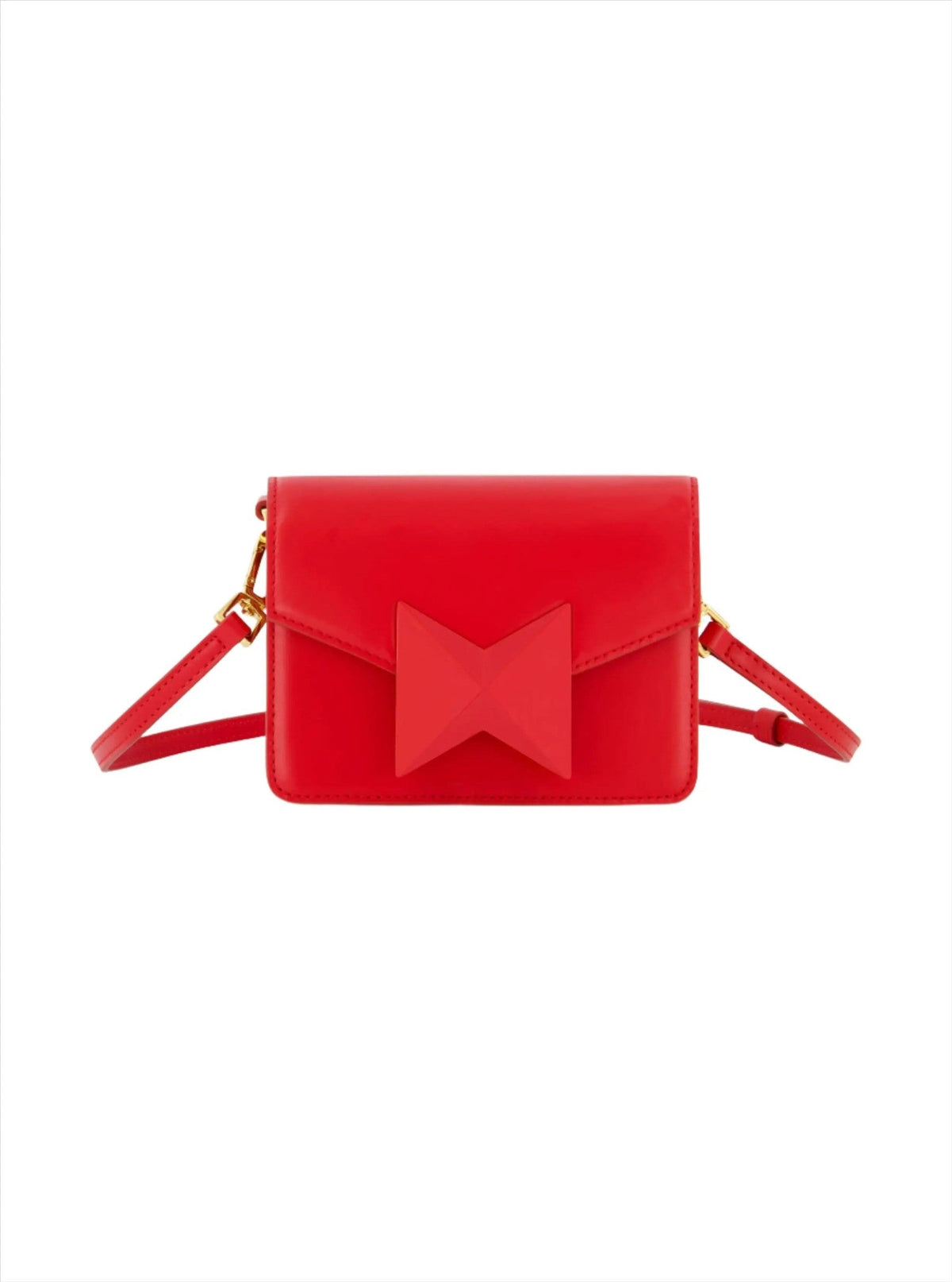 Red Mini Leather Structured Crossbody Bag