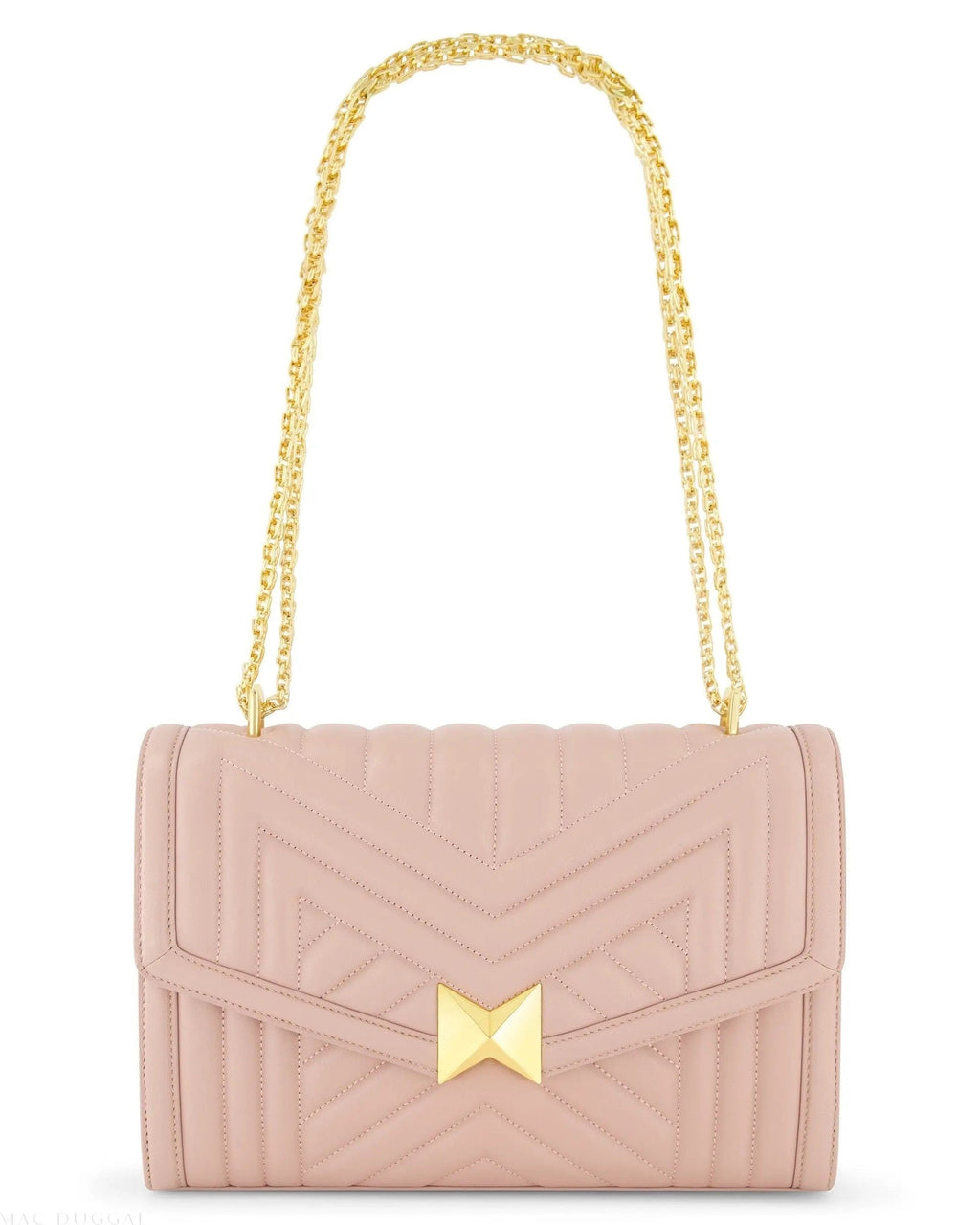 Pink Quilted Napa Leather Handbag With Gold Hardware