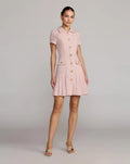 Pink Boucle Button Front Mini Dress