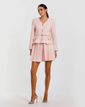 Blush Boucle Long Sleeve V-Neck Mini Dress
