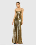 Gold Metallic Corset Back Column Gown