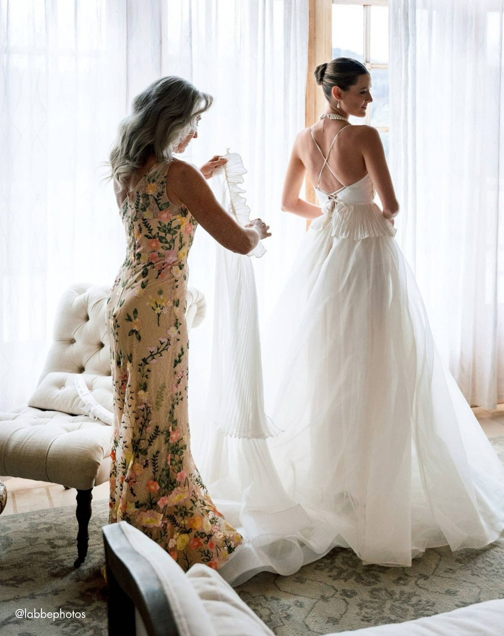Beige One Shoulder Floral Embroidered Gown