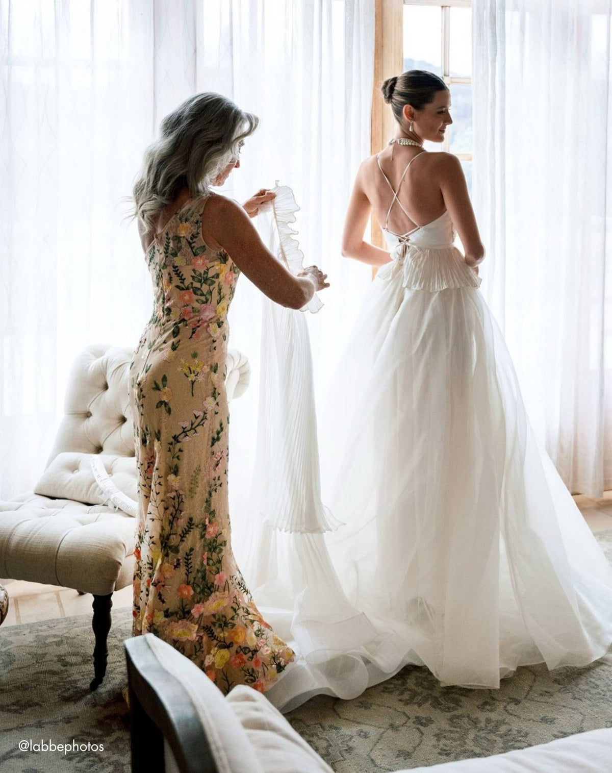 Beige One Shoulder Floral Embroidered Gown