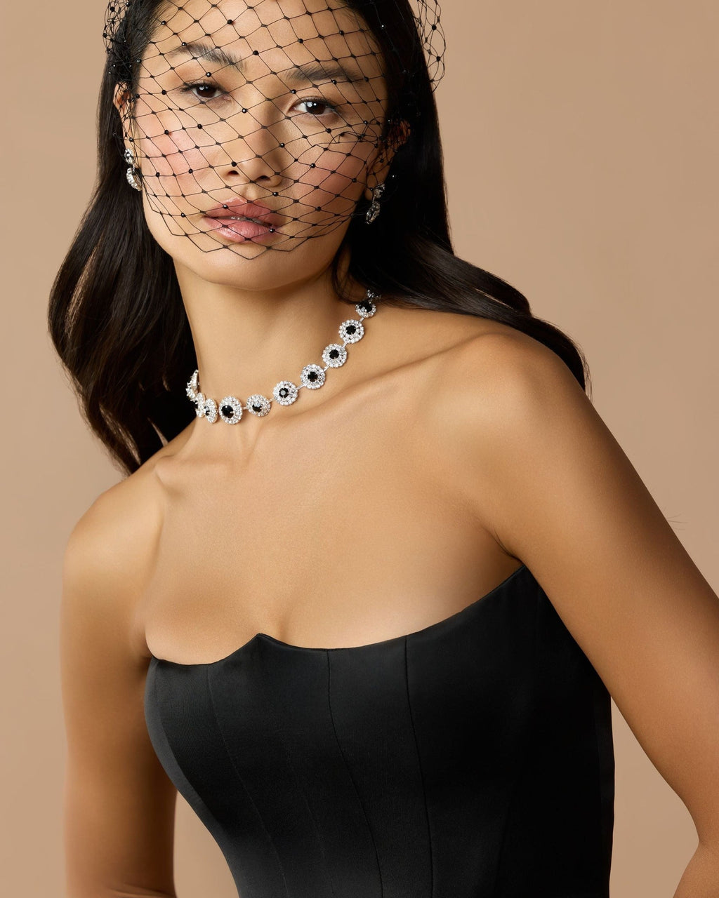 Black Strapless Satin Corset Ball Gown