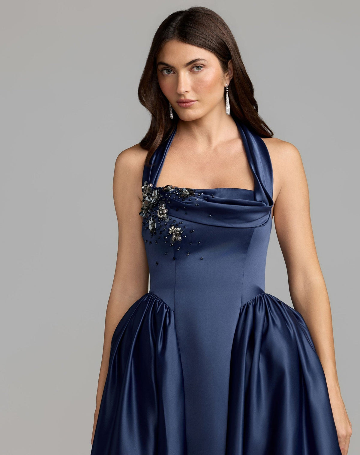 Sapphire Sleeveless Open Back Satin Ball Gown