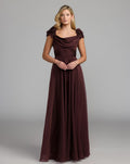 Amethyst Chiffon Cowl Neck Embellished Cap Sleeve Gown