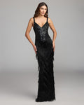 Black Beaded Fringe Sleeveless Gown