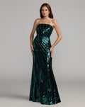 Emerald Green Strapless Sequin Trumpet Gown