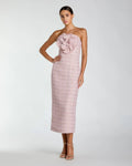 Lilac Strapless Boucle Midi Dress With 3D Flower