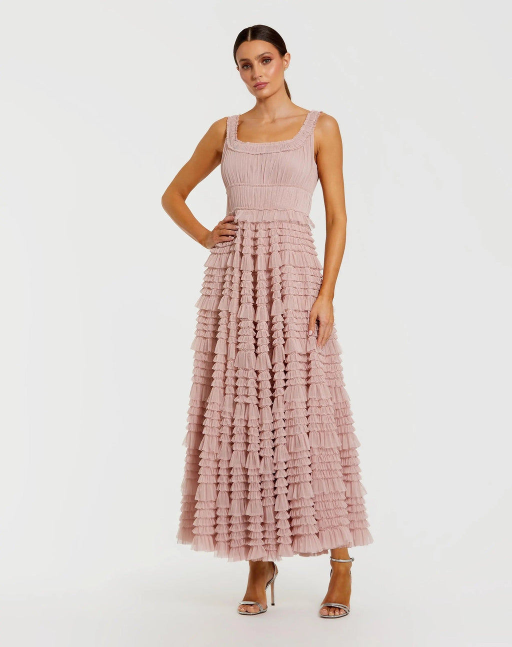 Rose Tiered Ruffle Maxi Dress