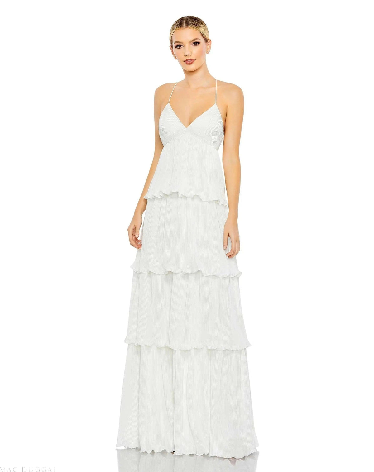 Spaghetti Strap Ruffle Layered Maxi Dress