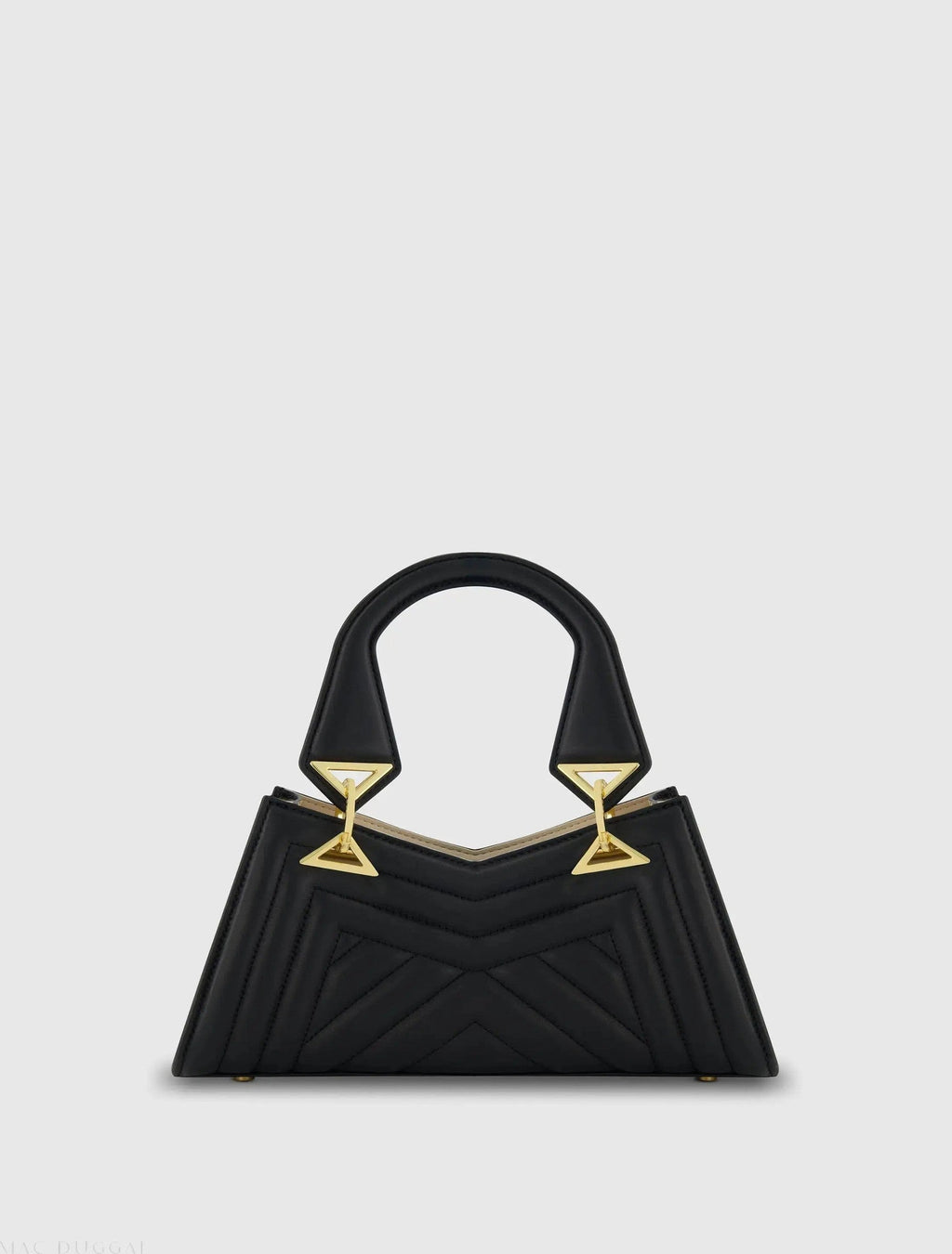 Black Angular Quilted Napa Leather Handbag