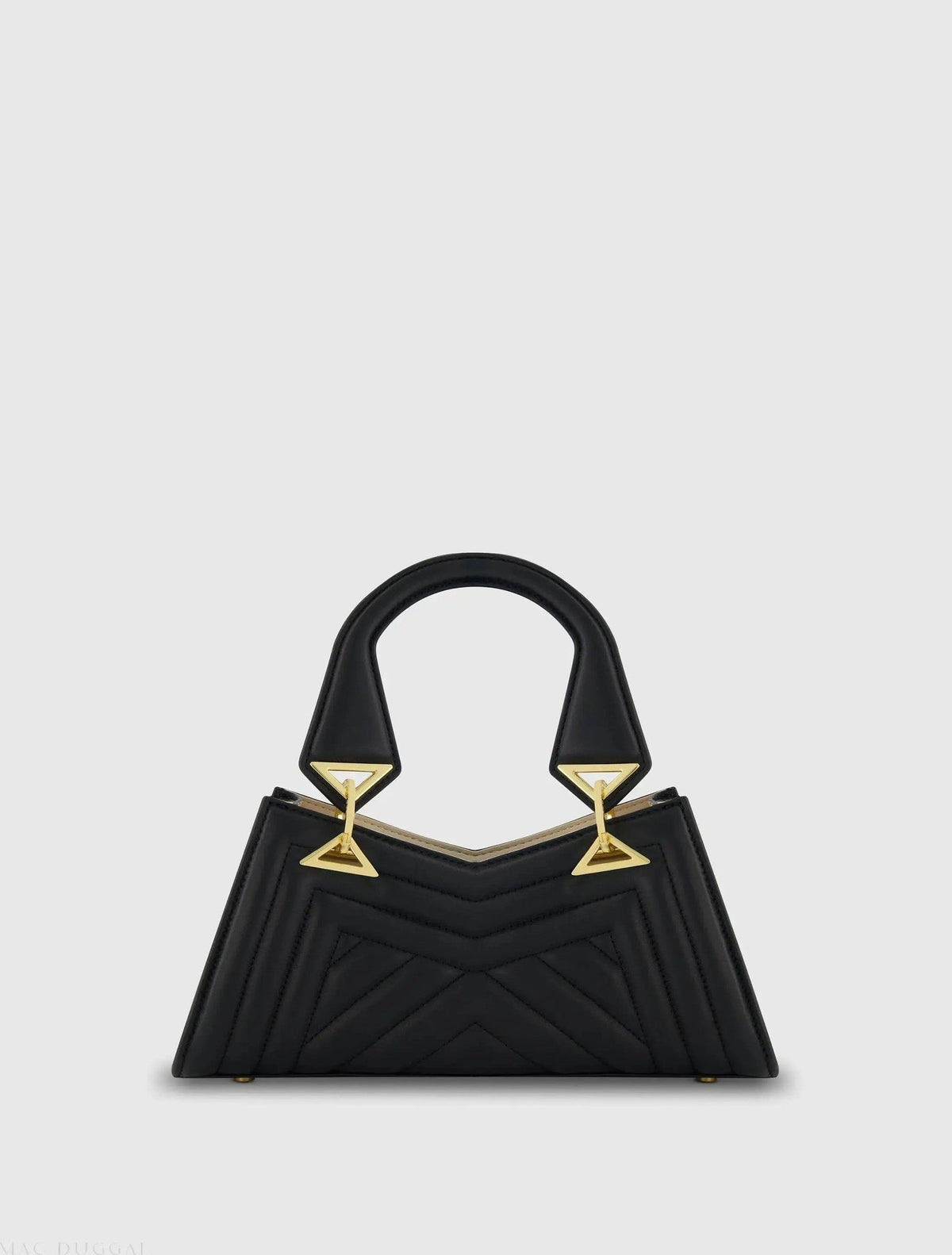 Black Angular Quilted Napa Leather Handbag