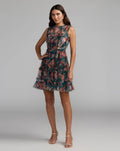 Micro Ruffle Floral A-Line Mini Dress