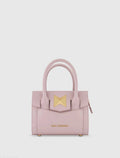Purple Small Leather Tote Bag With Gold Hardware