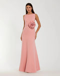 Rose Boat Neck Trumpet Gown With Flower