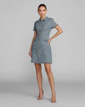 Blue Short Sleeve Collared Mini Dress