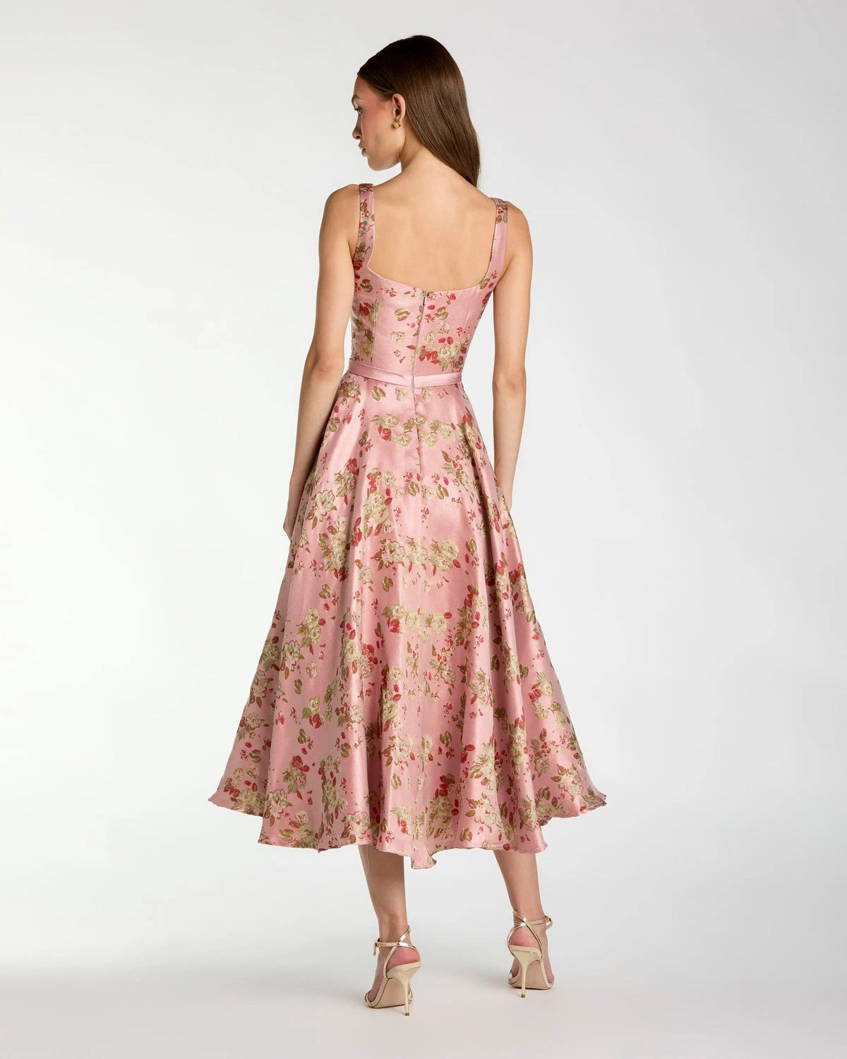 Petite Pink Multi Sleeveless Brocade A Line Midi Dress