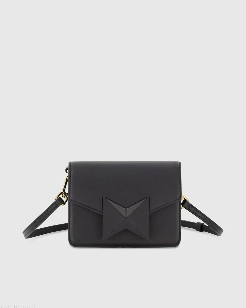 Black Mini Leather Structured Crossbody Bag