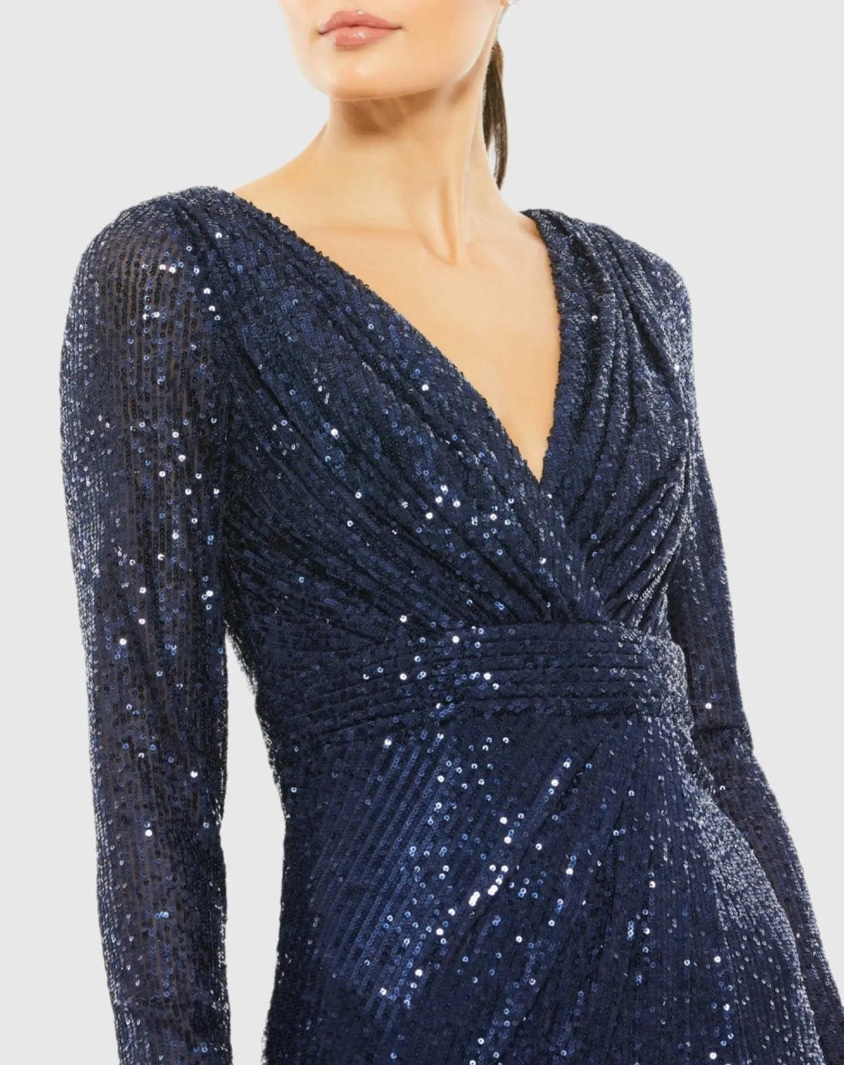 Navy Long Sleeve Midi Sequin Dress