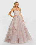 Strapless Bustier Twist Top Ruffle Ballgown