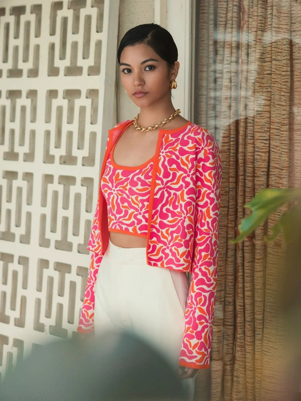 Multicolor Sleeveless Floral Knit Cropped Tank Top - FINAL SALE