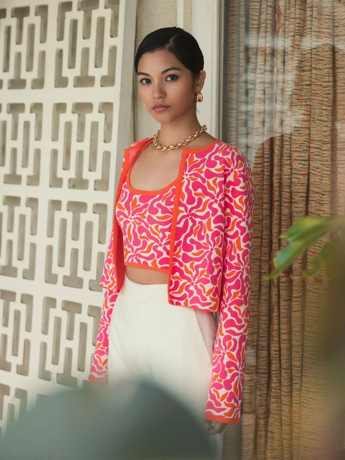 Multicolor Sleeveless Floral Knit Cropped Tank Top - FINAL SALE